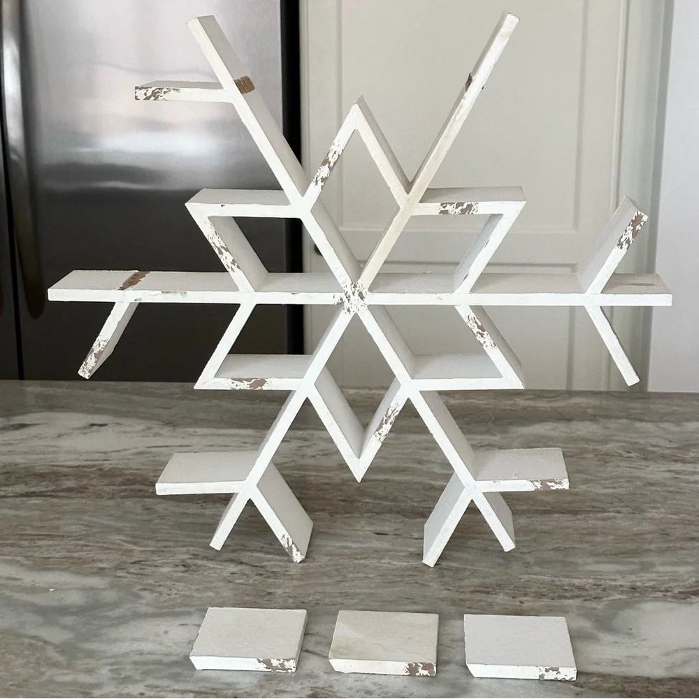 Extra Large White Wooden Snowflake Rustic Winter Decor